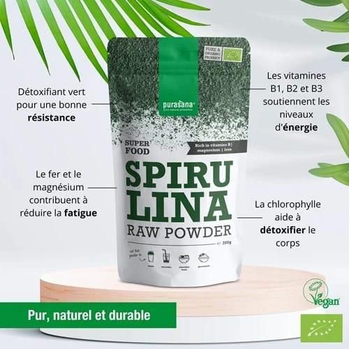 Poudre de Spiruline 200G 100% biologique et végétalien