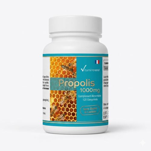 Propolis haute concentration 1000mg- 120 comprimés - Soutien naturel au système immunitaire, soulage le mal de gorge et efficace comme antioxydant