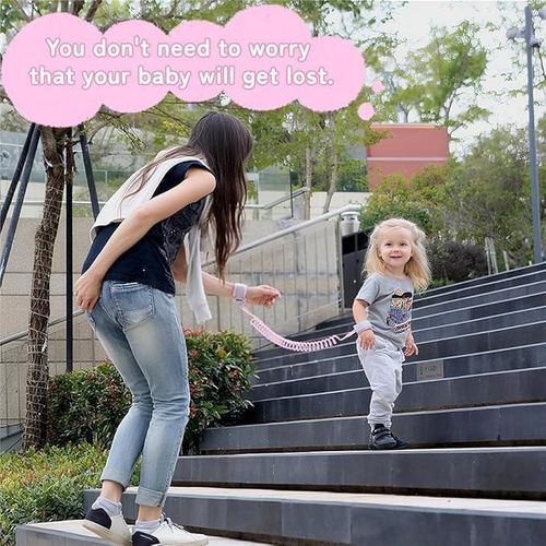 سوار مقاوم للخسارة، حزام أمان للأطفال لمنع الضياع، حزام أمان صغير للأطفال، حزام أمان للرضع لمنع الضياع أثناء المشي (وردي)
