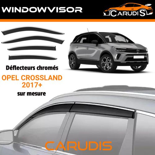 Déflecteurs d'air noirs chromés pour Opel Crossland sur mesure (4 pièces) - Installation adhésive 3M
