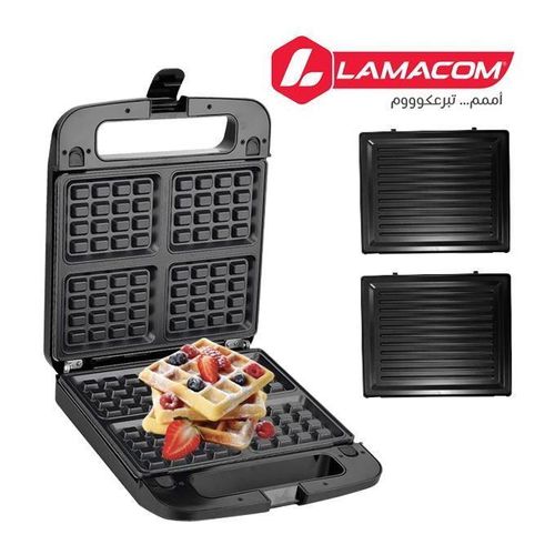 Appareil à Panini et gaufrier 2 en 1 , Plaques anti-adhésives