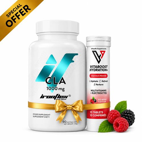 Pack CLA 1000 mg – 90 Softgels + Vitamins & Minerals - Redberry 10 Comprimés