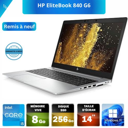 Pc Portable EliteBook 840 G6 I5-8365U 8éme Génération RAM 8Go DDR4 256Gb SSD QWERTY - REMIS A NEUF