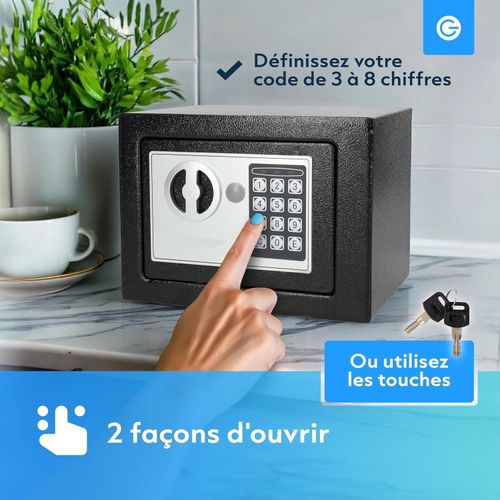 Coffre-fort électronique Anti-feu Code Digital + 2 Clés, Coffre Fort avec Serrure Électronique, Coffre-Fort en Acier
