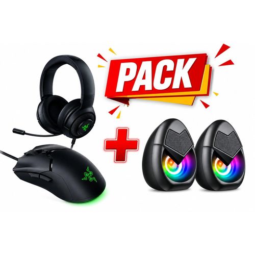 Pack Gaming Razer souris de jeu Razer Viper Mini plus Casque Razer Kraken X avec microphone plus Mini haut-parleur Kisonli L-1060 RGB pack de jeu