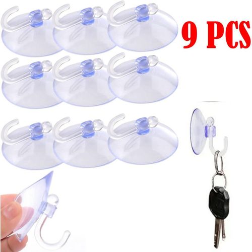 Lot de 9 Crochets à Ventouse Transparente – Pratiques, Résistants et Réutilisables