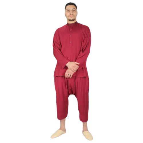 Regabia Randa et pantalon kandrissi 100/100 coton homme -Bordeau