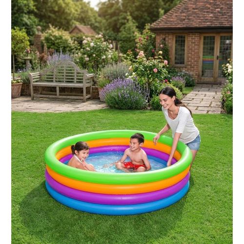 Piscine Gonflable pour Enfants Bestway Swim Squad Play Pool - 4 Anneaux (1.57 m x 46 cm)