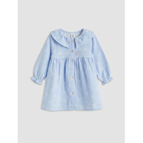 Robe À Motifs À Col Claudine Volanté Pour Bébé Fille