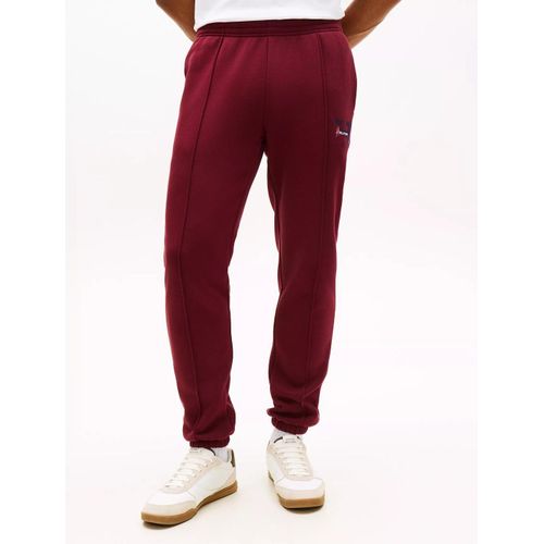 Pantalon de survêtement en polaire à carreaux et logo monogramme Bordeaux