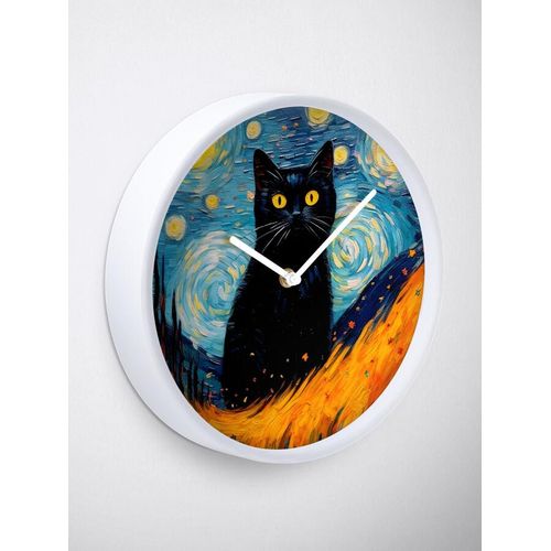 Van Gogh Style Cat Model 4 Wall Clock Decoration For House & Rooms