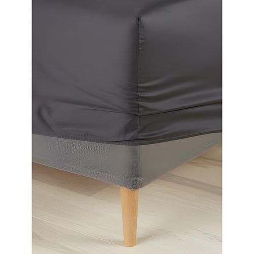 Drap-housse - Satin - Pour lit - Gris 140x200x35 cm