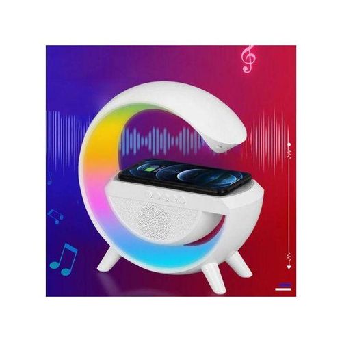 Lampe multicolore avec haut-parleur Bluetooth, Chargeur sans fil pour table de nuit et bureau