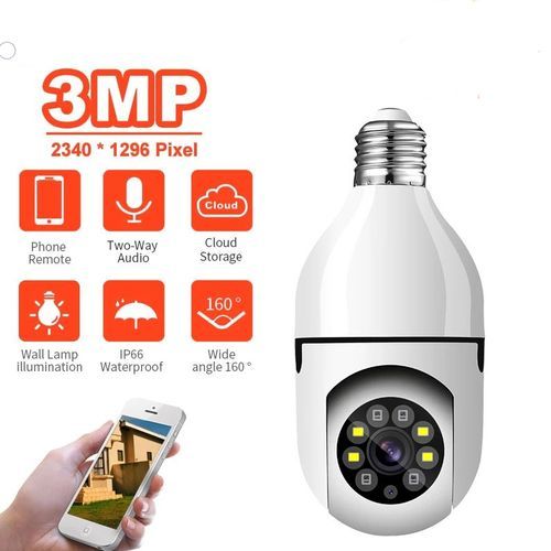3MP PTZ IP واي فاي البسيطة كاميرا E27 لمبة الأمن مراقبة المنزل الذكي مراقبة CCTV IR LED الضوء