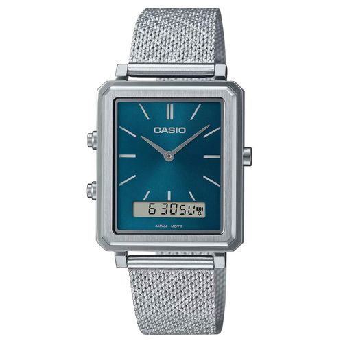 MTP-B205M-3E - Vintage Collection – Cadran vert cyan et son bracelet en maille milanaise – Double montre –