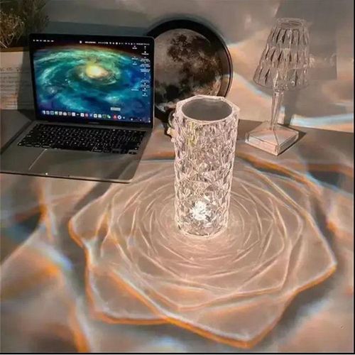 Table en cristal bureau éclairage intérieur luxe Rose capteur Rechargeable Usb Rgb décor à la maison Led vert chevet lampe tactile