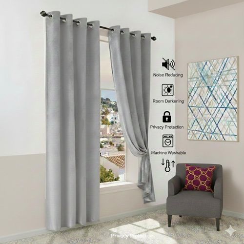 Set de 2 panneaux de rideaux velours gris 2m x 14m x2 pices