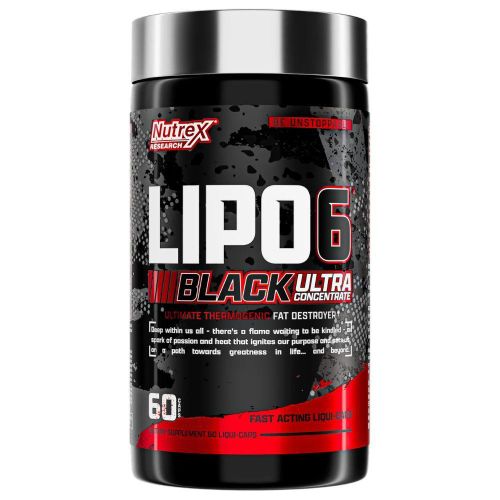 LIPO-6 Black Ultra Concentrate 60 Capsules Brûleur de Graisses Ultra Concentré 200 mg Caféine, Yohimbine et Synéphrine