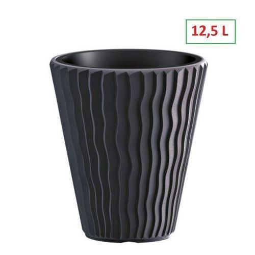 pot de fleurs rond en Plastique 12,5 litres de haute qualité, noir