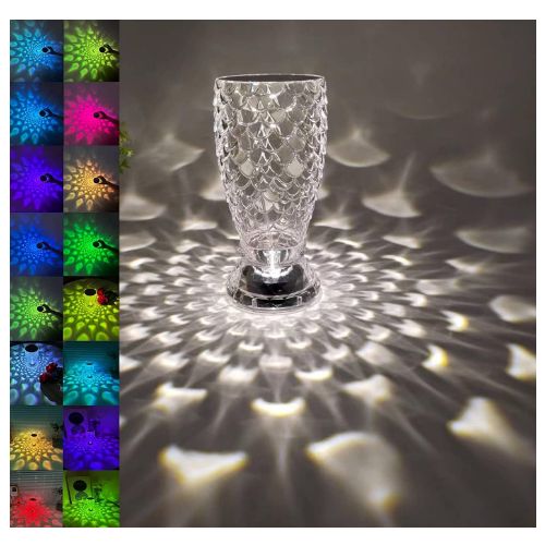 مصباح طاولة كريستالي ماسي مطور 16 لونا مصباح لمس شحن USB من النوع C مصباح بجانب السرير مع جهاز تحكم عن بعد