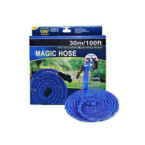 Magic Hose Tuyau dArrosage Extensible 30 m avec Pistolet à Eau 7 Jets Bleu