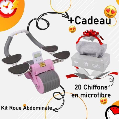 Pack de Double roue ventrale,Kit Roue Abdominale à rebond automatique,roulettes plank + 20pcs/box Chiffon de nettoyage pour lave-vaisselle cuisine ménage multifonctionnel dégraissant lave-vaisselle chiffon d'extraction paresseux