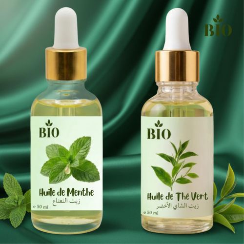 Huile de Menthe 50 ml et Huile de The vert 50 ml qualité premium