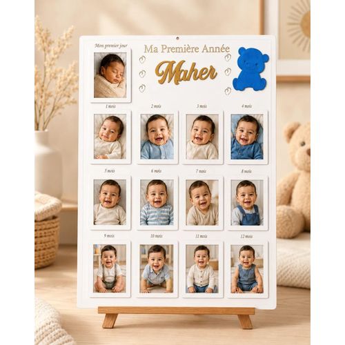 Cadre Photo Personnalisé Bébé – Ma Première Année – 13 Photos