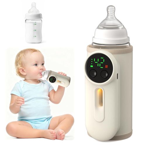 Chauffe-Biberon Portable Rechargeable USB pour Lait Maternel et Lait Bébé, Chauffe-Lait Bébé avec Écran LED et Température Réglable, Chauffe-Biberon de Voyage pour Maintenir le Lait au Chaud