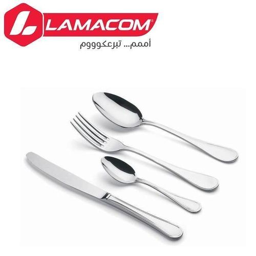 Lamacom Couverts de table 24 pièces en acier inoxydable, 6 cuillères à dîner, 6 fourchettes à dîner, 6 couteaux de table, 6 cuillères à café