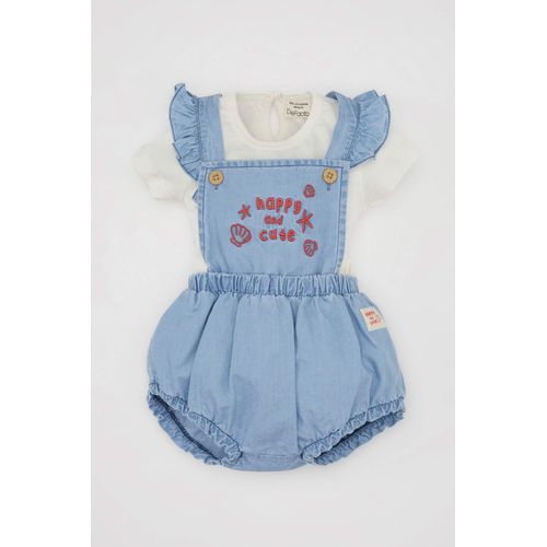 Ensemble de t-shirt et salopette en jean brodé pour bébé fille