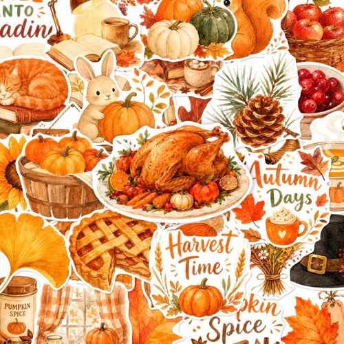 Aimez-vous bien partout 50 autocollants d'automne unique sans répétition, résistants à l'usure, parfaits pour le journaling, la décoration d'ordinateur portable, l'embellissement de cahiers et plus encore