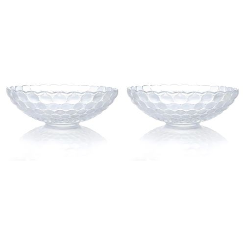 Saladier - Verre Texturé - Service de Table Élégant - Transparent 23 cm - Lot de 2