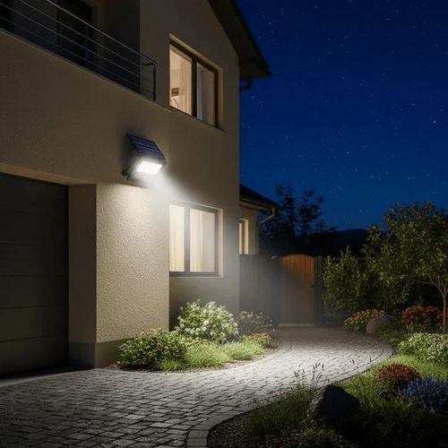 Projecteur LED solaire avec panneau intégré pour éclairage extérieur