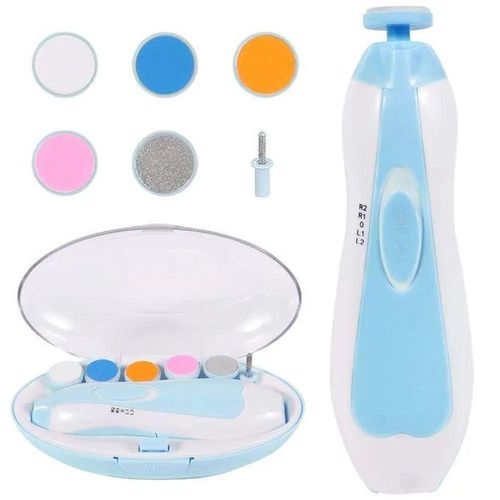Coupe Ongle Électrique Bébé 6 en 1, Lime à Ongles Sécurisée avec LED, Kit Manucure Nouveau Né, Silencieux, 4 Vitesses, bleu