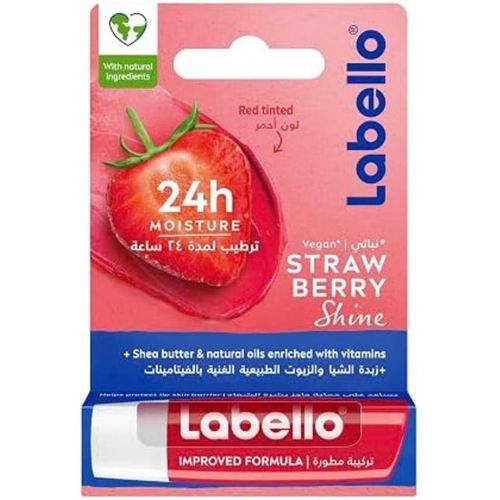 Baume à Lèvres Strawberry Shine Teinté – Hydratation 24h, Beurre de Karité et Huiles Naturelles, Teinte Rouge Fraise