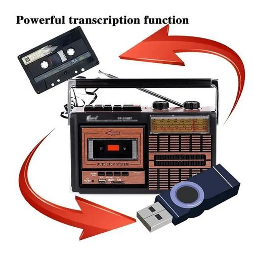 Radio Cassette Vintage Multifonction 6 en 1 avec Bluetooth USB et SD