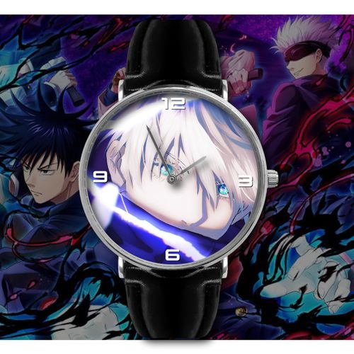 jujutsu Kaisen saturo gojo anime Montre en Cuir à Quartz avec Bande en Cuir