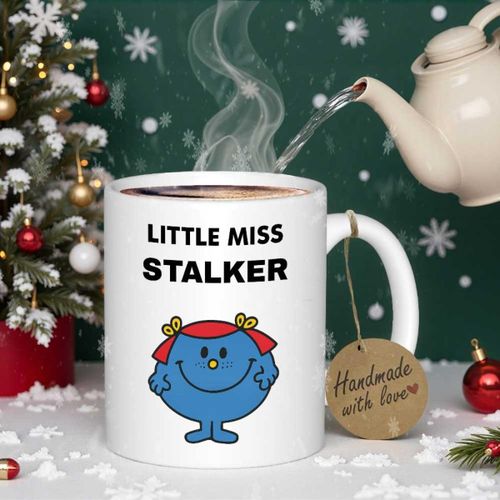1 tasse Little Miss Stalker avec personnage de dessin animé amusant - Tasse à café en céramique antidérapante avec motif d'oiseau mignon, faite à la main avec amour, parfaite pour Noël, un anniversaire ou un cadeau de Thanksgiving, article cadeau de vac