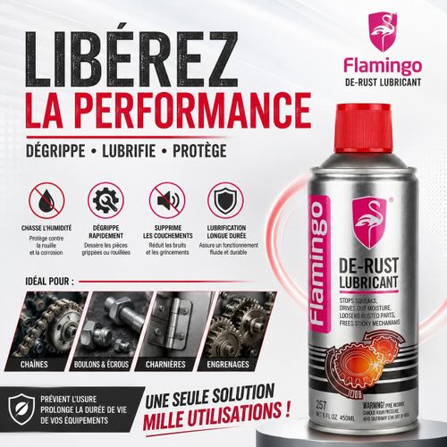 Spray Lubrifiant Dégrippant Aérosol 450 ml Anti Bruit Antirouille Entretien Métal Chaînes Boulons Écrous Charnières Engrenages Protection Mécanique Multi Usages