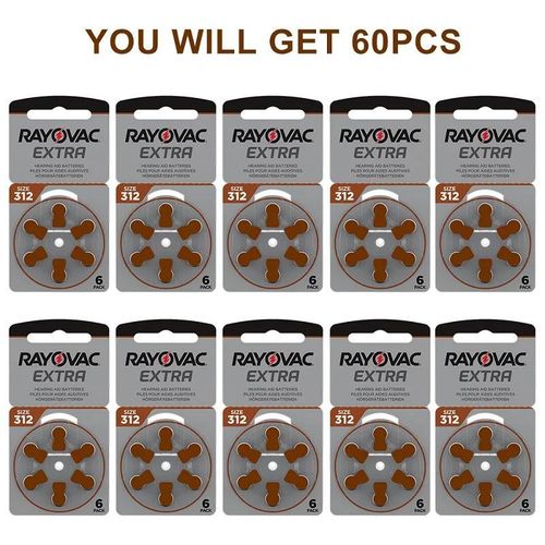 Batteries pour appareils auditifs A312 312A ZA312 312 PR41 EXTRA 60 pièces batterie pour appareils auditifs Zinc Air Performance A312
