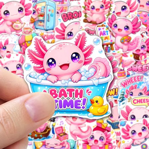 Envie de pimenter vos objets du quotidien ? Lot de 50 autocollants décoratifs durables et mignons sur le thème de l'axolotl, parfaits pour les cadeaux de fête, les cadeaux de vacances, les surprises d'anniversaire, idéaux pour décorer divers objets du q