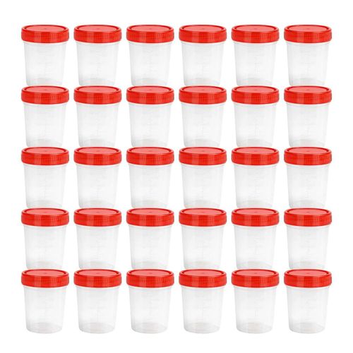 Lot de 15 pots stériles en plastique pour analyse avec couvercle de 60 ml. Verres de test pour tests et échantillons de selles, de salive