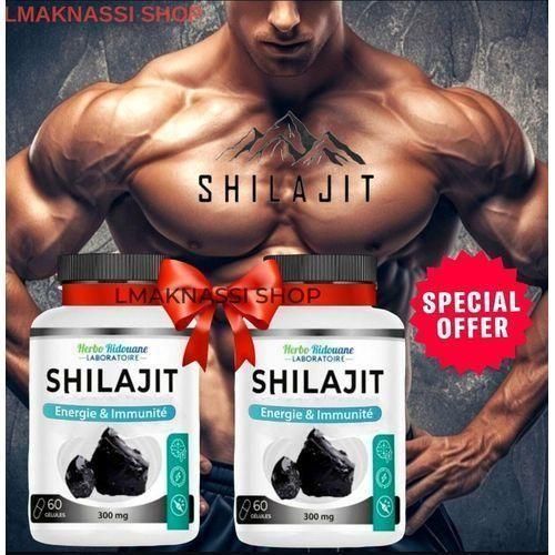Herbo Ridouane PACK 2 bottes - 120 Capsules de SHILAJIT, Capsules de Shilajit - Supplément himalayen, d'acide fulvique - 300mg par portion pour la force, l'énergie et l'immunité, Boost d'énergie quotidien 120 Gélules.