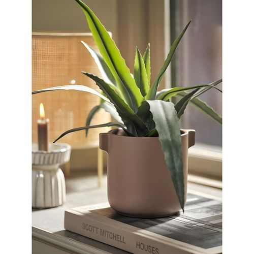 Cache-pot - Effet sable - Pour plantes - Sable foncé Ø13xH13cm