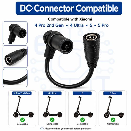 Adaptateur de Charge DC 2.1 Femelle vers Connecteur Coudé 90° pour Trottinette Électrique