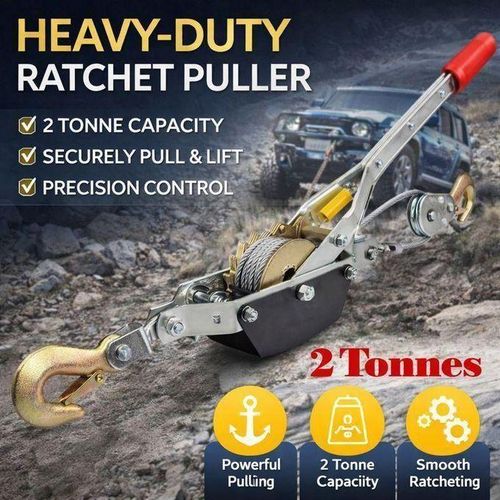 Treuil Manuel Cliquet 2 Tonnes Double Engrenage Extracteur de Cble en Acier 6 Pieds Outil de Traction et Levage pour Voiture Chantier Agriculture et Marine