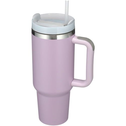 Mug Isotherme Grande Capacité 12 L Gobelet en Acier Inoxydable avec Paille Couvercle et Poignée