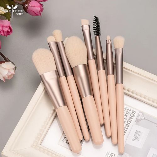 Ensemble de 8 pinceaux de maquillage professionnels, beige
