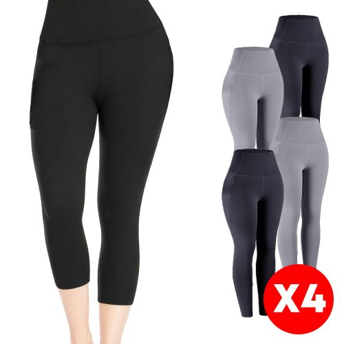 Pack De 4 Legging 2Noir+2Gris Confortable pour Femme Sous-vêtements Maison